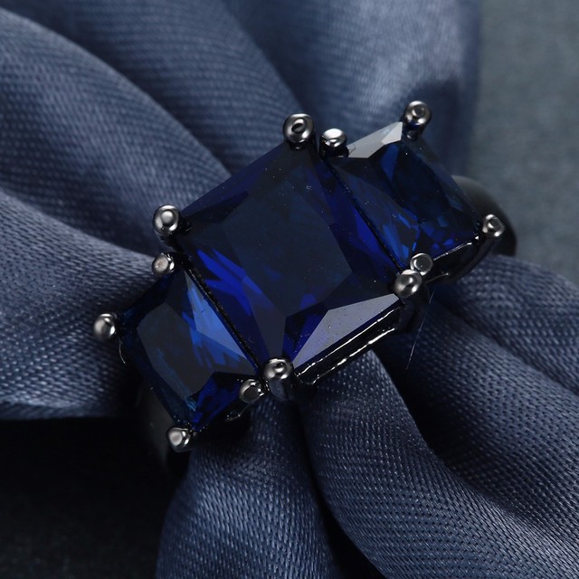 Ślubna obrączka vintage z dużym, niebieskim cyrkonem, imitująca pierścień królewski o eleganckim stylu - Wianko - 7