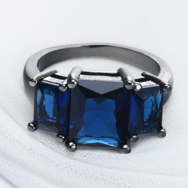 Ślubna obrączka vintage z dużym, niebieskim cyrkonem, imitująca pierścień królewski o eleganckim stylu - Wianko - 6