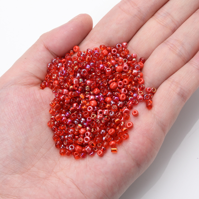 Mix czerwonych zawieszek koralików z czeskiego szkła okrągłych 3mm - 300/600/1500 sztuk, do tworzenia biżuterii DIY - Wianko - 1