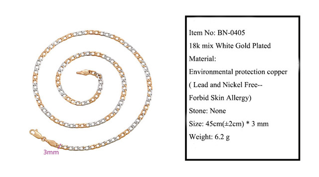 Naszyjnik MxGxFam łańcuszkowy Mix 2 pozłacane moda Figaro 1:1 (45 cm x 3 mm) dla kobiet i mężczyzn – biżuteria bez ołowiu i niklu - Wianko - 3