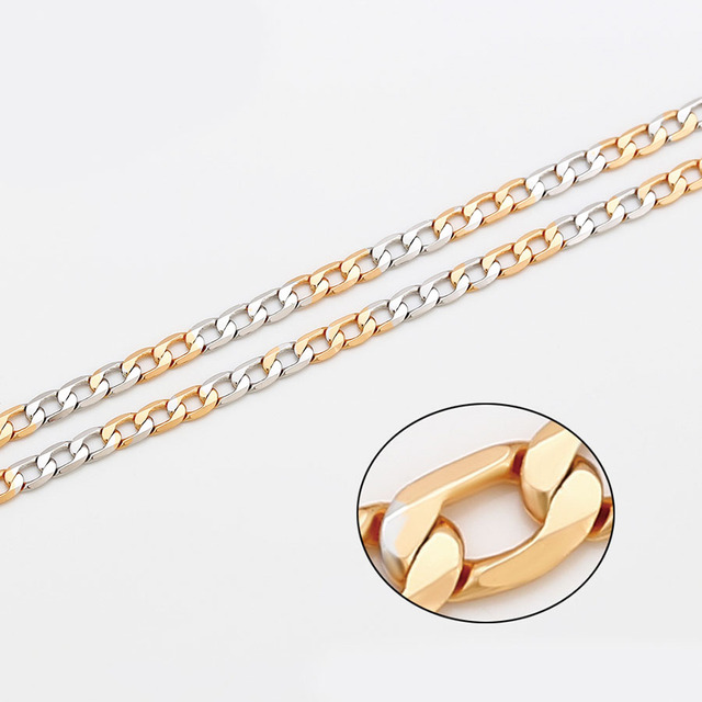 Naszyjnik MxGxFam łańcuszkowy Mix 2 pozłacane moda Figaro 1:1 (45 cm x 3 mm) dla kobiet i mężczyzn – biżuteria bez ołowiu i niklu - Wianko - 7