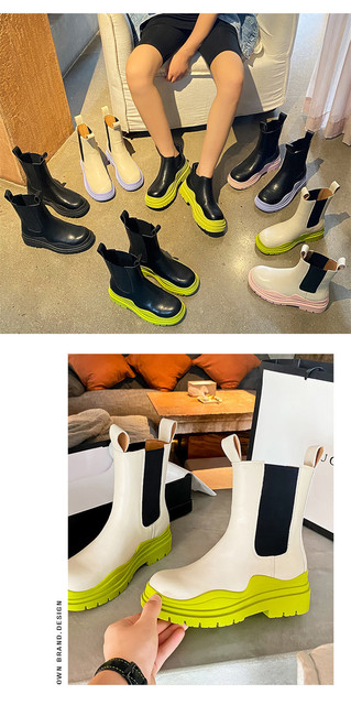 Nowa wiosna damskie jesienne botki moda Cindy Color Block Martens buty damskie na zewnątrz fajny motocykl Bootas kobieta buty za kostkę - Wianko - 1