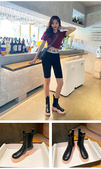 Nowa wiosna damskie jesienne botki moda Cindy Color Block Martens buty damskie na zewnątrz fajny motocykl Bootas kobieta buty za kostkę - Wianko - 13
