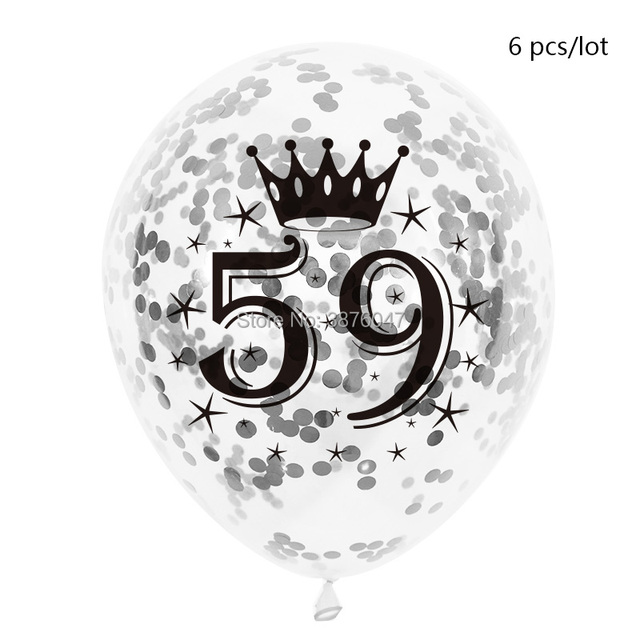 Partia 6 sztuk balonów urodzinowych różowe złoto srebro numer 55 56 57 58 59 55th 56th 58th dekoracje świąteczne rocznicy szczęśliwej - Wianko - 10