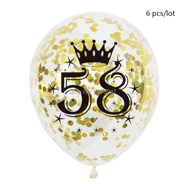 Partia 6 sztuk balonów urodzinowych różowe złoto srebro numer 55 56 57 58 59 55th 56th 58th dekoracje świąteczne rocznicy szczęśliwej - Wianko - 9