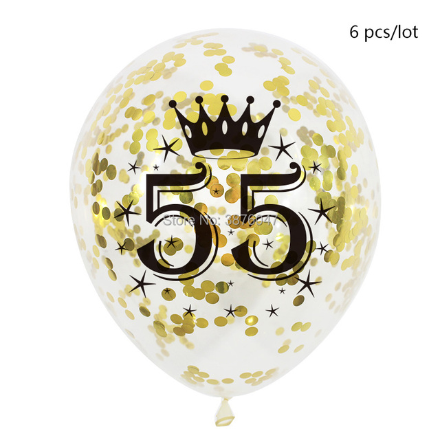 Partia 6 sztuk balonów urodzinowych różowe złoto srebro numer 55 56 57 58 59 55th 56th 58th dekoracje świąteczne rocznicy szczęśliwej - Wianko - 6