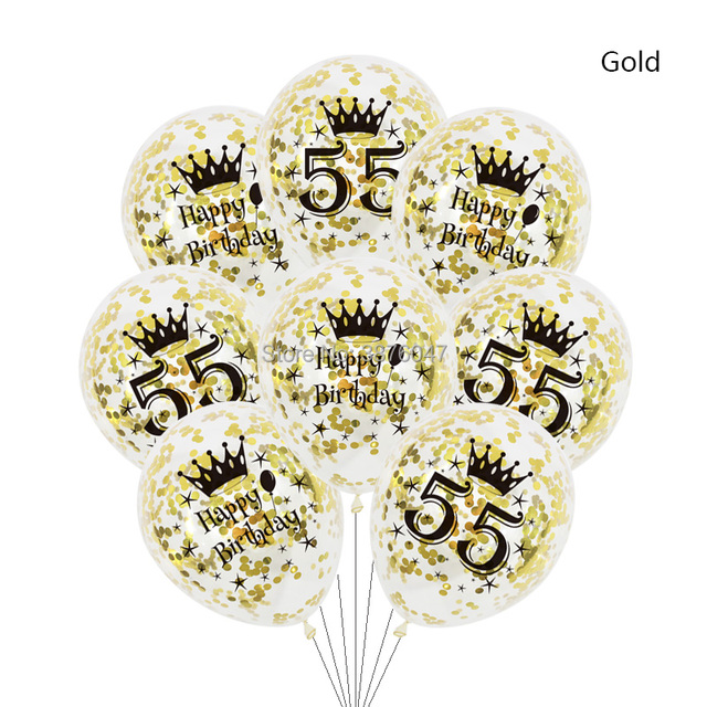 Partia 6 sztuk balonów urodzinowych różowe złoto srebro numer 55 56 57 58 59 55th 56th 58th dekoracje świąteczne rocznicy szczęśliwej - Wianko - 3