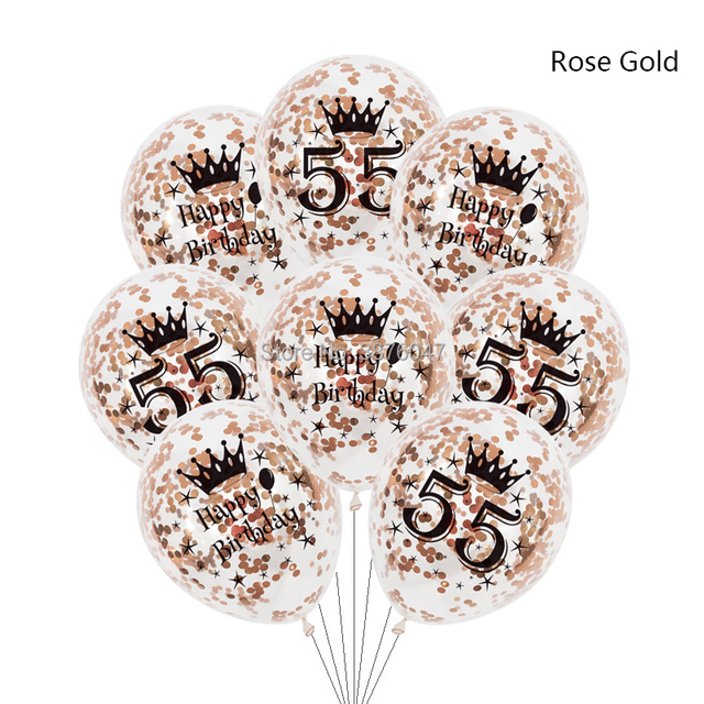 Partia 6 sztuk balonów urodzinowych różowe złoto srebro numer 55 56 57 58 59 55th 56th 58th dekoracje świąteczne rocznicy szczęśliwej - Wianko - 5