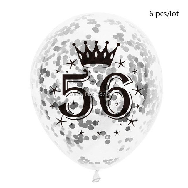 Partia 6 sztuk balonów urodzinowych różowe złoto srebro numer 55 56 57 58 59 55th 56th 58th dekoracje świąteczne rocznicy szczęśliwej - Wianko - 7
