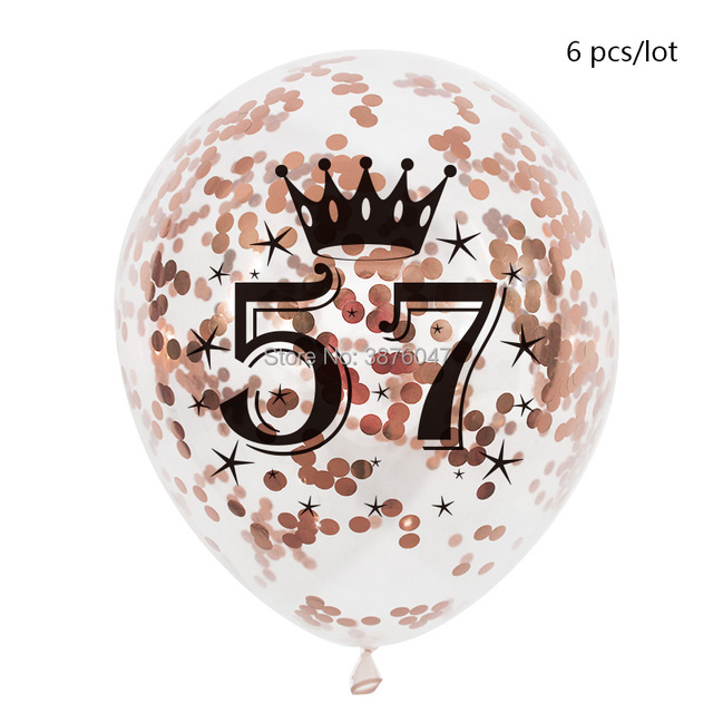 Partia 6 sztuk balonów urodzinowych różowe złoto srebro numer 55 56 57 58 59 55th 56th 58th dekoracje świąteczne rocznicy szczęśliwej - Wianko - 8