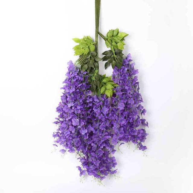 Plastikowa symulacja 12 sztuk kwiatów wisterii do dekoracji ścian biurowych, domowych i na ślub - Wianko - 6