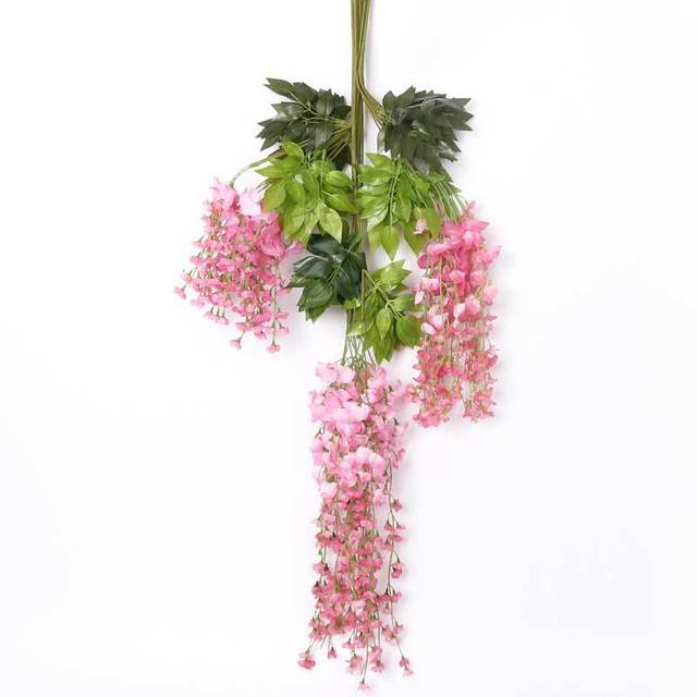 Plastikowa symulacja 12 sztuk kwiatów wisterii do dekoracji ścian biurowych, domowych i na ślub - Wianko - 4