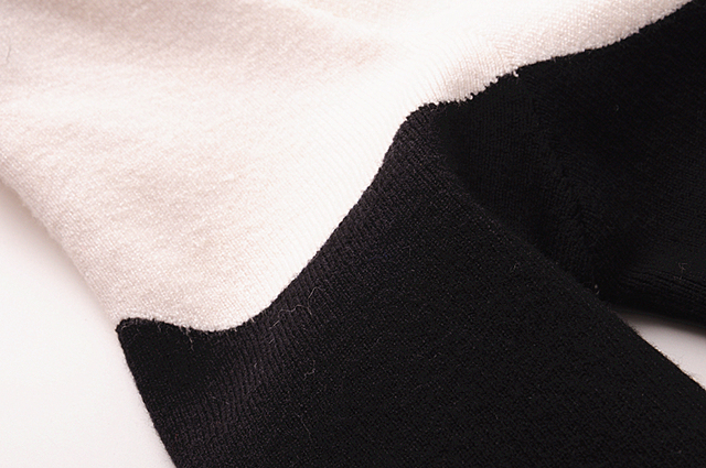 Sukienka dzianinowa do karmienia w ciąży, czarno-biały patchwork - Wianko - 4