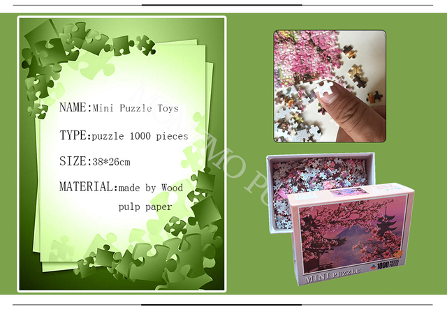 Puzzle Drewniane Japonia Sakura 1000 sztuk - Krajobraz i Natury, Dla Dzieci i Dorosłych, Ładne Prezenty i Dekoracja - Wianko - 4