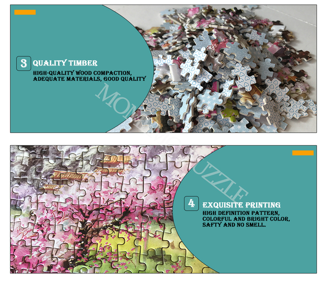 Puzzle Drewniane Japonia Sakura 1000 sztuk - Krajobraz i Natury, Dla Dzieci i Dorosłych, Ładne Prezenty i Dekoracja - Wianko - 7