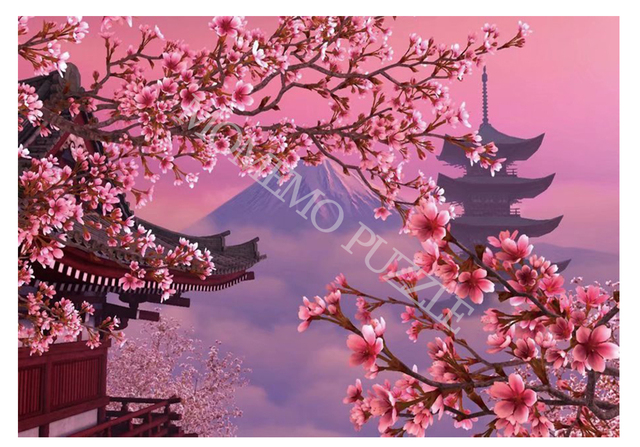 Puzzle Drewniane Japonia Sakura 1000 sztuk - Krajobraz i Natury, Dla Dzieci i Dorosłych, Ładne Prezenty i Dekoracja - Wianko - 3