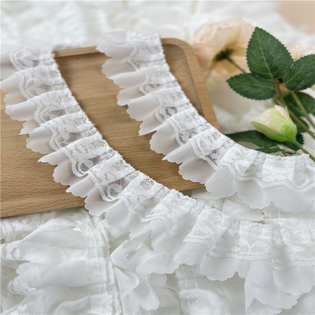 Koronka Off biała 2 warstwy, szerokość 5cm, długość 10 metrów - idealna do DIY sukienek Lolita (V2318) - Wianko - 7