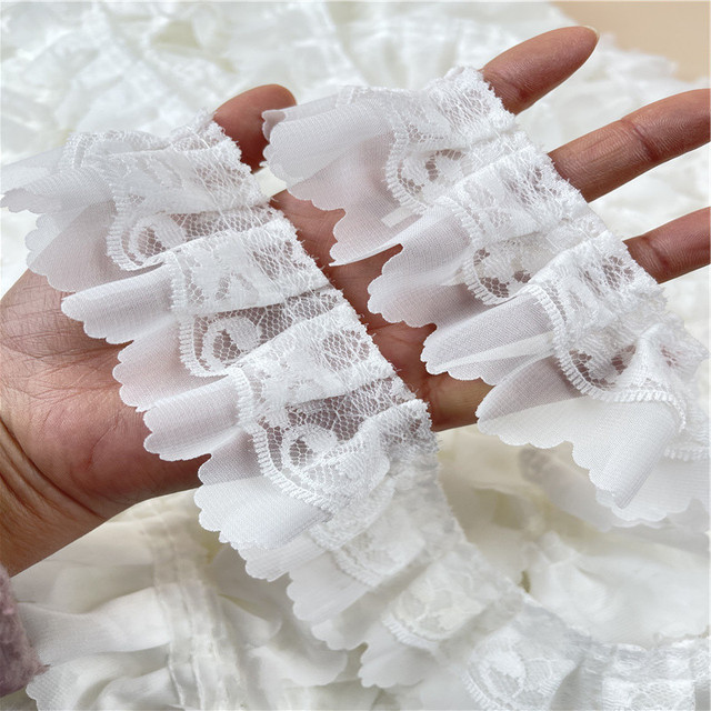 Koronka Off biała 2 warstwy, szerokość 5cm, długość 10 metrów - idealna do DIY sukienek Lolita (V2318) - Wianko - 2