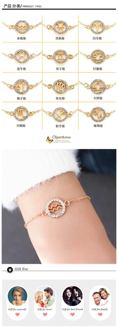 Bransoletka modowych znaków zodiaku – 12 konstelacji, złoty Hollow naszyjnik, prosta biżuteria koreańska dla kobiet na urodziny - Wianko - 1