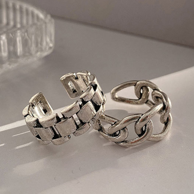 Pierścionek minimalistyczny ze srebra 925 Foxanry z geometrycznym, pustym krzyżem – nowoczesna biżuteria na imprezę - Wianko - 1