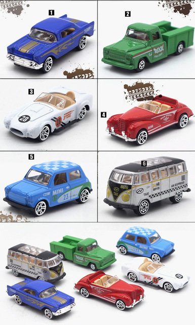 Zestaw 6 modeli klasycznych samochodów w oryginalnym opakowaniu, 1:64, ze stopu, dla dzieci - Wianko - 12