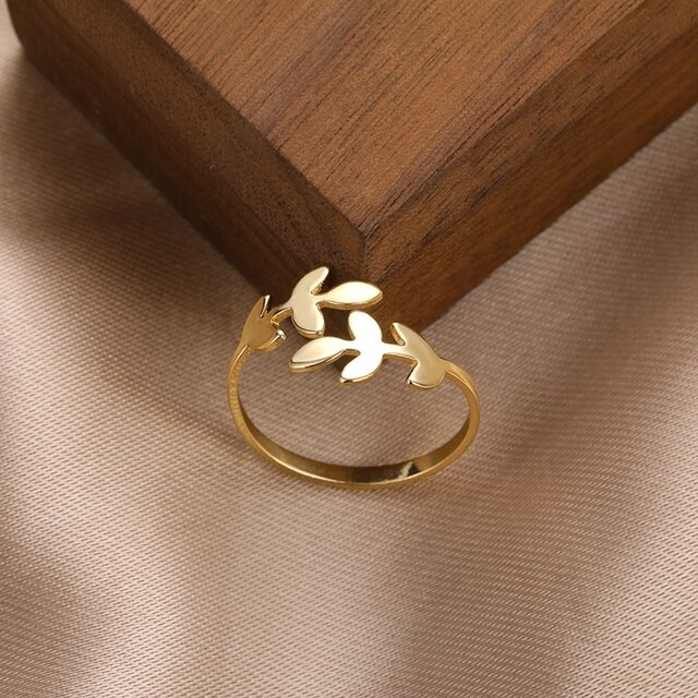 Kreatywne drzewko liście pierścień damski z regulowanym rozmiarem, modna biżuteria 2021 - Wianko - 5