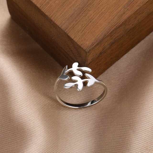 Kreatywne drzewko liście pierścień damski z regulowanym rozmiarem, modna biżuteria 2021 - Wianko - 6