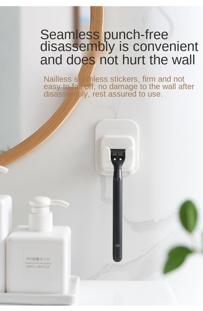 Bezdotykowy uchwyt na maszynkę do golenia - hak do przyklejenia do ściany łazienki - Wianko - 10