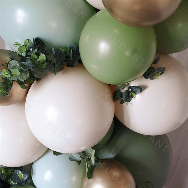 Zestaw 59 balonów lateksowych w oliwkowym i awokado zielonym kolorze z dodatkami do dekoracji imprez - Arch zestaw moreli chromowane złoto DIY Party Decor na urodziny i baby shower - Wianko - 4