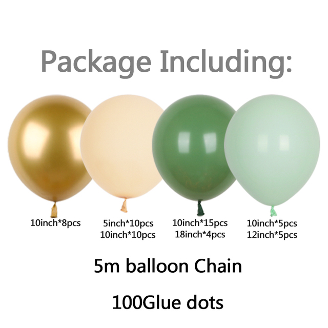 Zestaw 59 balonów lateksowych w oliwkowym i awokado zielonym kolorze z dodatkami do dekoracji imprez - Arch zestaw moreli chromowane złoto DIY Party Decor na urodziny i baby shower - Wianko - 6
