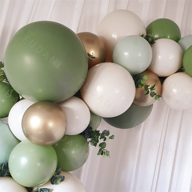 Zestaw 59 balonów lateksowych w oliwkowym i awokado zielonym kolorze z dodatkami do dekoracji imprez - Arch zestaw moreli chromowane złoto DIY Party Decor na urodziny i baby shower - Wianko - 3