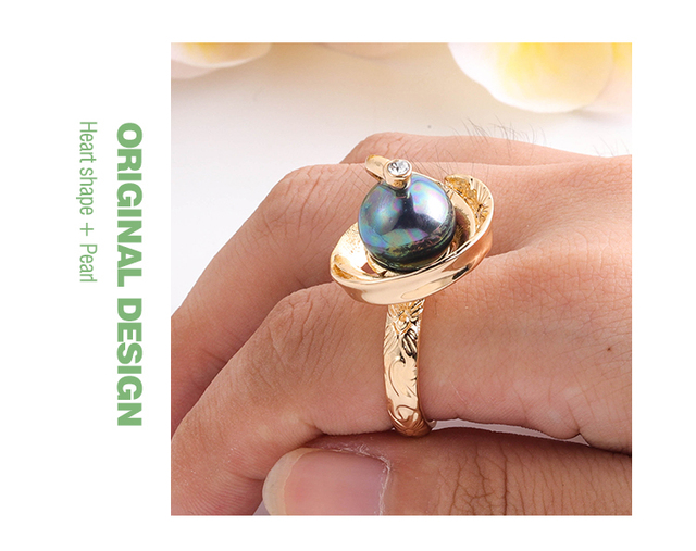 Pierścień SophiaXuan hawajski złoty, pokryty kolorowymi perłami - modny design 2021 dla kobiet - Wianko - 9