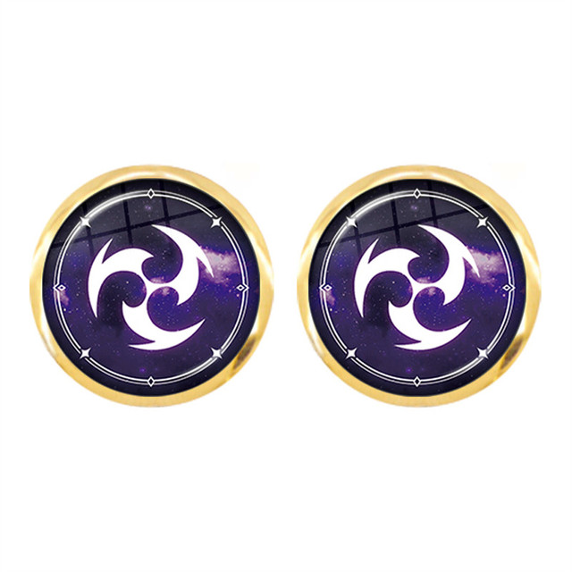 Kolczyki damska biżuteria Genshin Impact nowe - okrągłe oko boga woda wiatr grzmot ogień lodu Rock Ice - Wianko - 5
