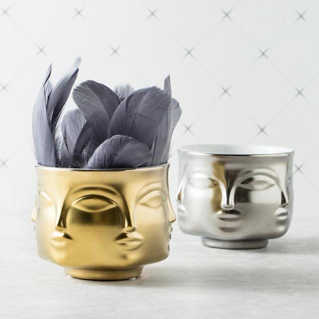 Nordic ceramiczny wazon o kształcie twarzy do przechowywania świec zapachowych i kwiatów - Wianko - 6