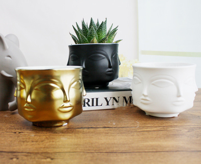 Nordic ceramiczny wazon o kształcie twarzy do przechowywania świec zapachowych i kwiatów - Wianko - 8