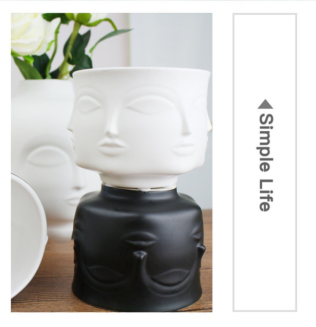 Nordic ceramiczny wazon o kształcie twarzy do przechowywania świec zapachowych i kwiatów - Wianko - 9
