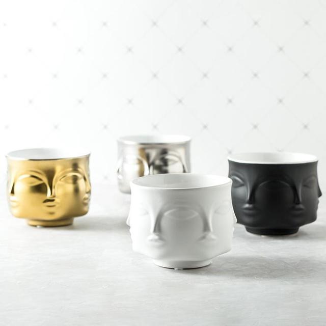 Nordic ceramiczny wazon o kształcie twarzy do przechowywania świec zapachowych i kwiatów - Wianko - 5