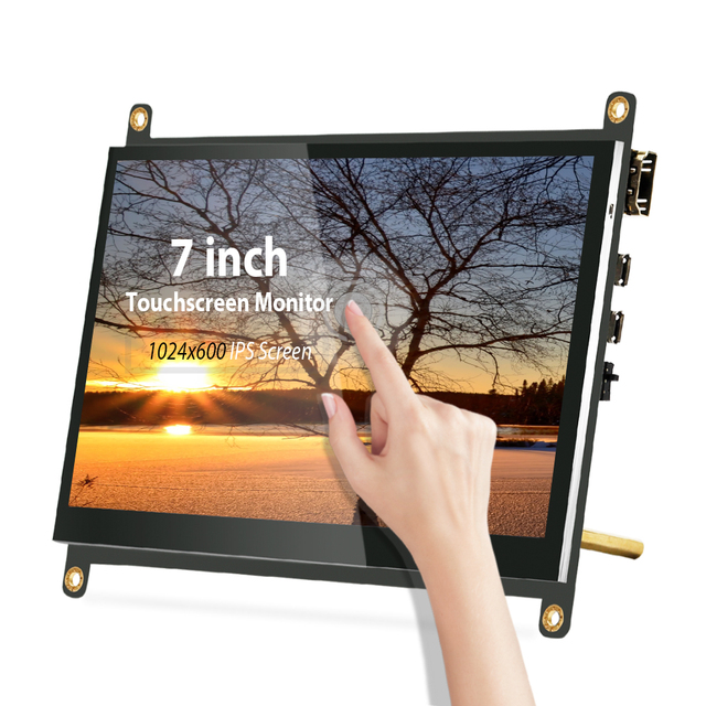 Monitor LCD 7 cali z technologią IPS, dotykowy, HD 1024X600 z głośnikami stereo, pojemnościowy, kompatybilny z Raspberry Pi 4 - Wianko - 1