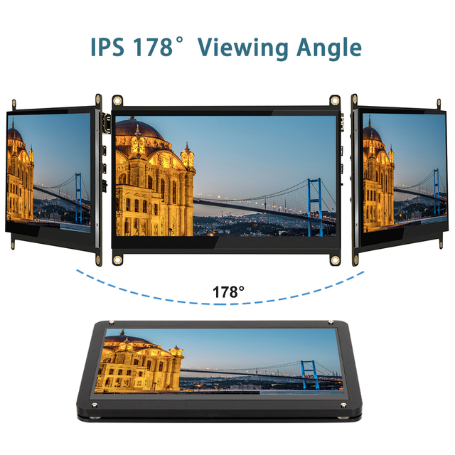 Monitor LCD 7 cali z technologią IPS, dotykowy, HD 1024X600 z głośnikami stereo, pojemnościowy, kompatybilny z Raspberry Pi 4 - Wianko - 6