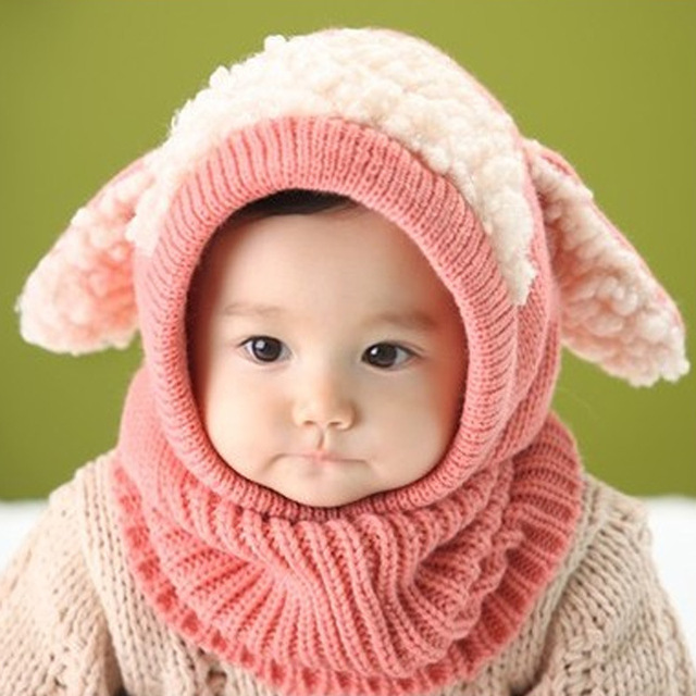 Czapka zimowa dla niemowląt z uszami królika i szalikiem - Wianko - 4