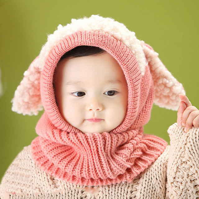 Czapka zimowa dla niemowląt z uszami królika i szalikiem - Wianko - 6