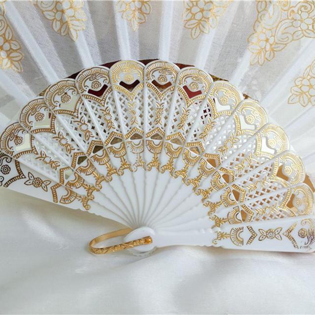 Składany plastikowy wachlarz z haftem Hiszpania - idealny na imprezy, taniec, wesela i dekoracje domowe - Wianko - 6