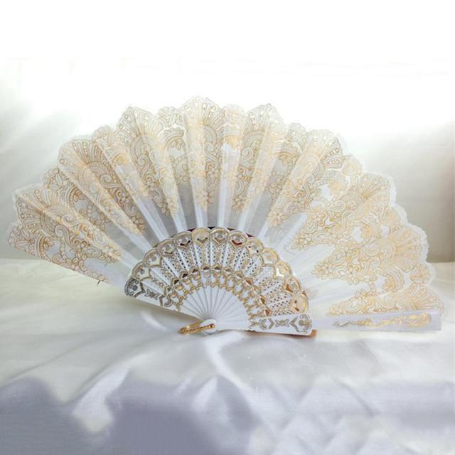 Składany plastikowy wachlarz z haftem Hiszpania - idealny na imprezy, taniec, wesela i dekoracje domowe - Wianko - 5