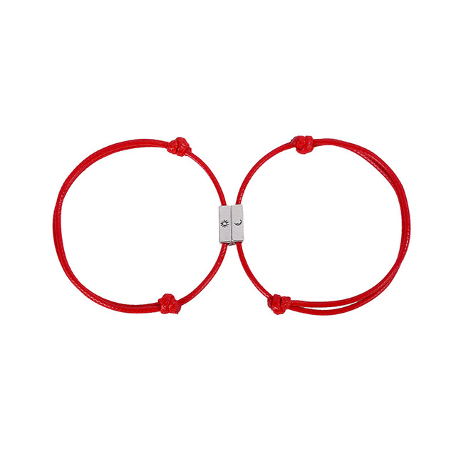 Bransoletka para z regulowanym czerwonym sznurkiem, wzór słońca i księżyca, dla miłośników mody - Wianko - 1