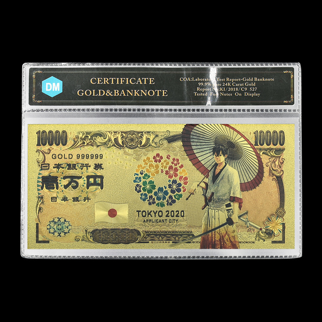 Japonia złoty banknot Tokyo World Flags 10 sztuk - pamiątkowe złote karty do kolekcji - Wianko - 4