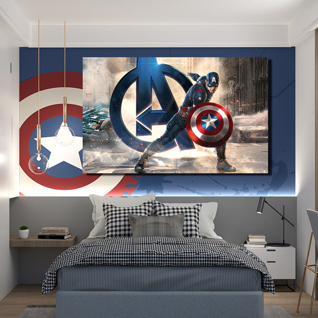 Obraz dekoracyjny Iron Man Hulk Kapitan Ameryka - artystyczne druki ściennego obrazu do salonu i sypialni - Wianko - 7