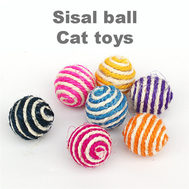 Interaktywna sizalowa linka piłka dla kota - zabawka w grzechotkę i gryzak - Wianko - 1