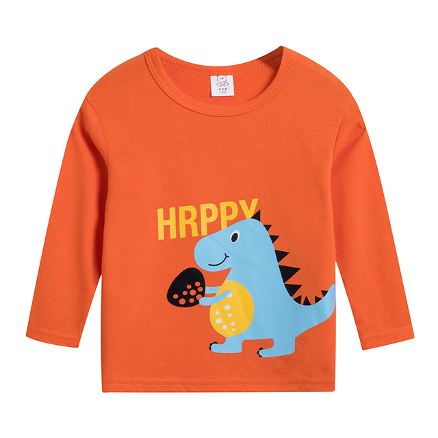 Chłopięce koszulki z długim rękawem wiosna/jesień w modnym stylu, ozdobione dinozaurami - okrągły kołnierz, bawełna - Wianko - 19