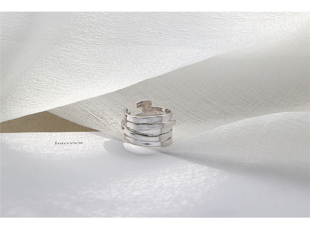 Nowa, kreatywna biżuteria wiosenna - pierścionek z srebra 925, błyszczący, wielowarstwowy, nieregularny R185 - Wianko - 9