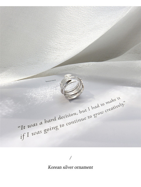 Nowa, kreatywna biżuteria wiosenna - pierścionek z srebra 925, błyszczący, wielowarstwowy, nieregularny R185 - Wianko - 8